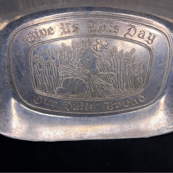Give Us This Day Our Daily Bread Plate Wilton Silver Pewter Platter Vintage - Picture 7 of 10